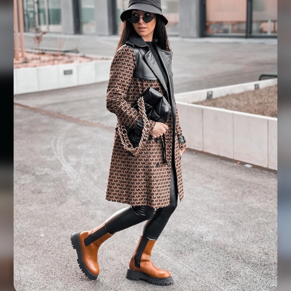 Zara Brown Lug Sole Leather Ankle Boots